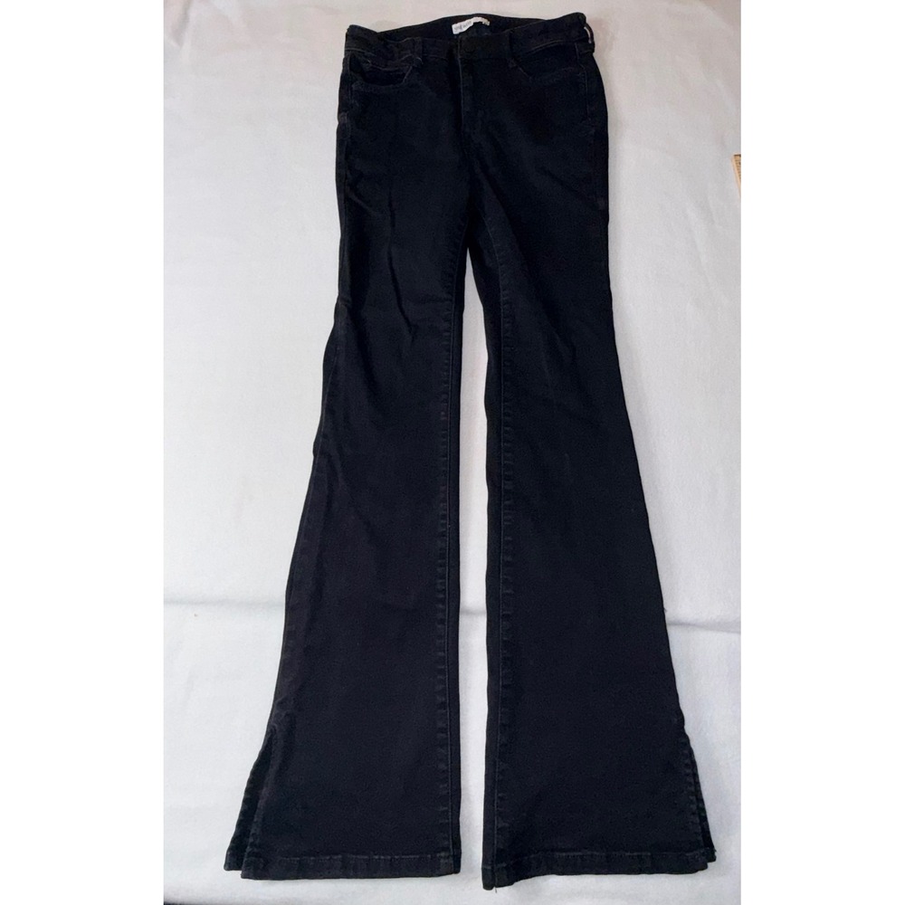 Nine West Bootcut Jeans Women's Size 8 Black High Rise Side Slit Denim